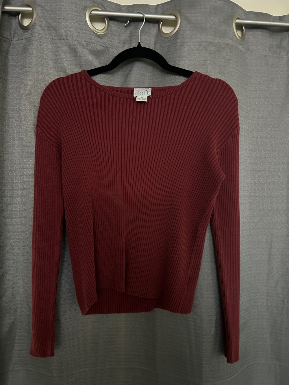 LOFT Ribbed Crewneck Sweater - Wine
